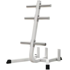 Soozier 2-Inch Weight Plate Rack with Barbell Bar Holders, Olympic Weight Tree, 660 lbs. Capacity, White