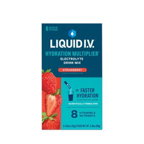 Liquid I.V. Hydration Multiplier, Strawberry, 6 Ct, Electrolyte Powder Packet Drink Mix
