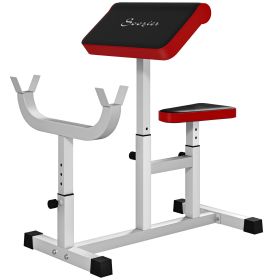 Soozier 265 LBS Preacher Curl Bench for Strength Training, Adjustable Seated Arm Isolated Barbell Dumbbell Bicep Station, White