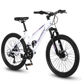 S26103 26 Inch Mountain Bike For Teenagers Girls Women, Shimano 21 Speeds With Dual Disc Brakes And 100mm Front Suspension (Color: White)