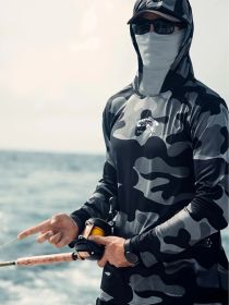 Fishing Hoodie Face Mask Neck Cover Sailing Shirt Summer Men Long Sleeve Sun Protection Hunting Jersey Camisa De Pesca Performance Fish Gear Beac (Option: XXXL)