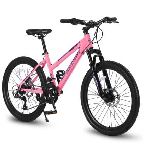 S26103 26 Inch Mountain Bike For Teenagers Girls Women, Shimano 21 Speeds With Dual Disc Brakes And 100mm Front Suspension (Color: Pink)