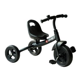 3-Wheel Indoor Outdoor Toddler Tricycle With Bell For Recreation Ride-On Black Com (Color: Black)