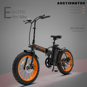 36V 500W Foldable Fat Tire E-Bike 20x4.0 Inch Commuter Bike ,13AH Lithium Battery, FR Disc Brake & 866 LCD Display (Option: Colour)