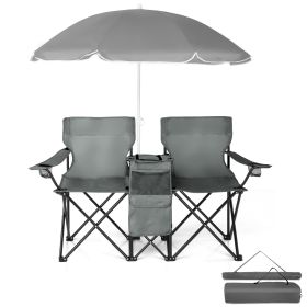 59x19.6x31in, Grey, Fishing Chair, Iron Stand, Oxford Cloth 85kg With Parasol (Color: Grey)