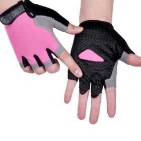 HOT Cycling Anti-slip Anti-sweat Men Women Half Finger Gloves Breathable Anti-shock Sports Gloves Bike Bicycle Glove (Color: Type A--Pink, size: M)