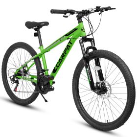 A2610 26 inch Mountain Bike 21 Speeds, Suspension Fork, Steel Frame Disc-Brake for Men Women Bicycle Adlut Bike (Color: Green)