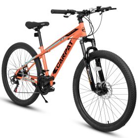 A2610 26 inch Mountain Bike 21 Speeds, Suspension Fork, Steel Frame Disc-Brake for Men Women Bicycle Adlut Bike (Color: Orange)