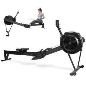 Only Supports Self Pickup-Professional Indoor Rowing Machine, Wind Resistance Rowing Machine With LCD Display, Adjustable Air Resistance, Comfort (Option: BLK)