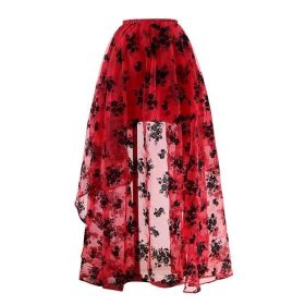 Korean-style Embroidered Floor-length Bridal Wedding Dress Long Sleeve Lace Slim-fit Slimming Irregular Half-length (Option: Red-3XL)